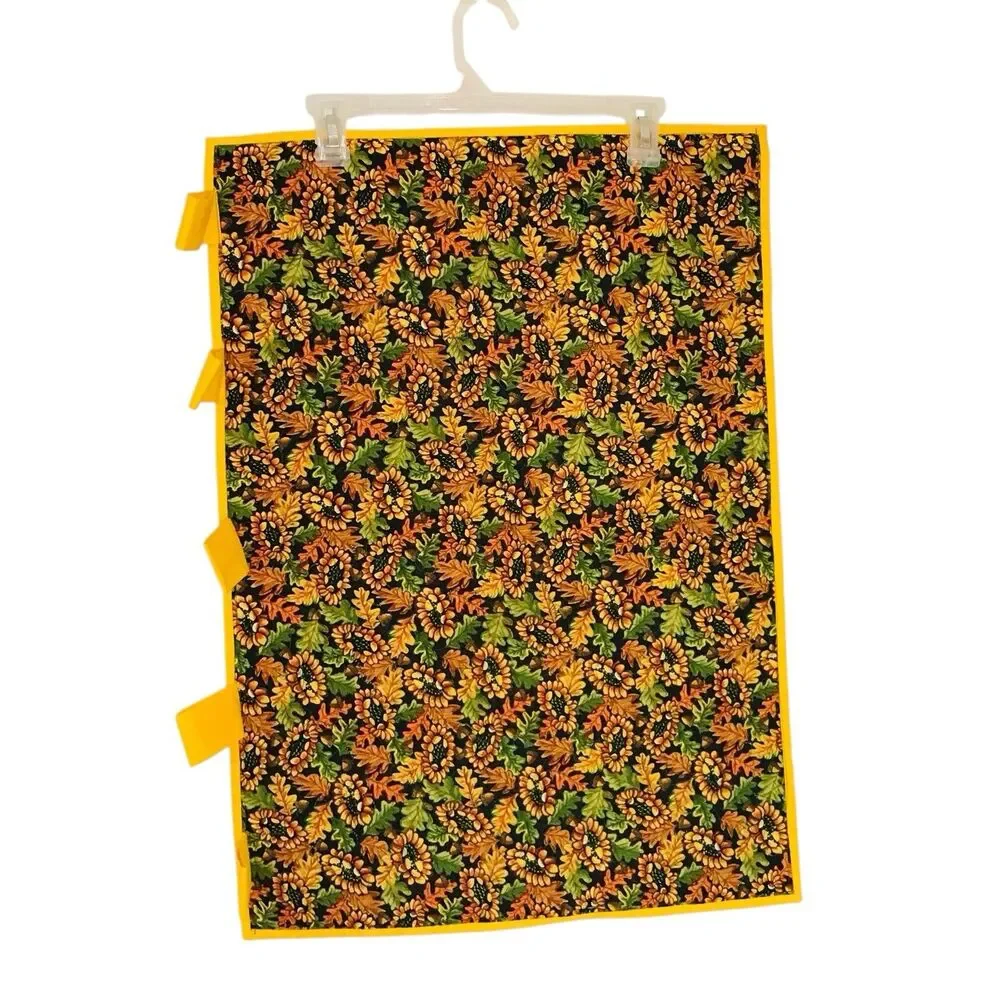 Handmade Wall Hanging Machine Sewn Quilt Applique Sunflowers 26.5x18.5 Inches